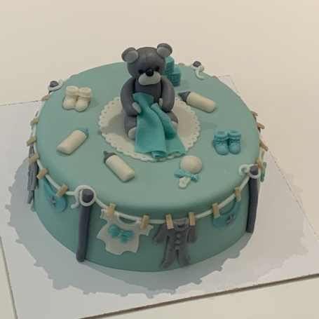 Babyshower taart waslijn 3D beertje