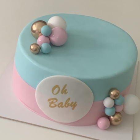 Gender taart Oh Baby decoratie bollen