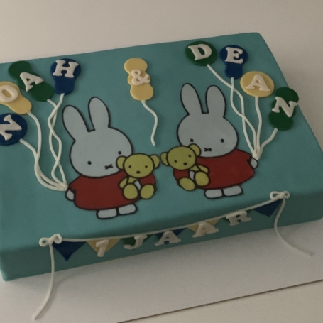 Nijntje tweeling taart NOAH en DEAN
