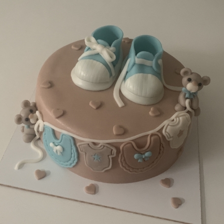 Baby taart 3D schoentjes, beertjes en waslijn