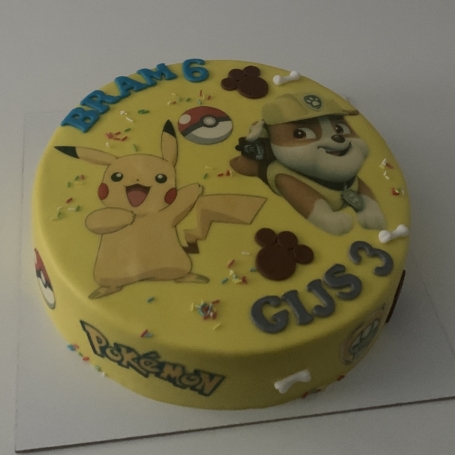 Combinatie taart Pikachu en Rubble